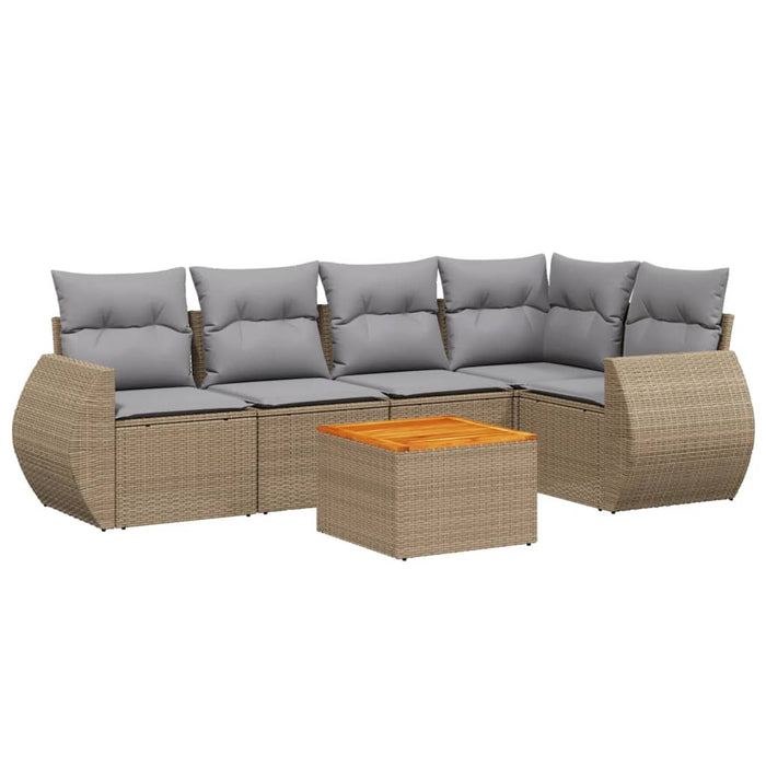 Set canapele de grădină cu perne, 6 piese, bej, poliratan WALTI