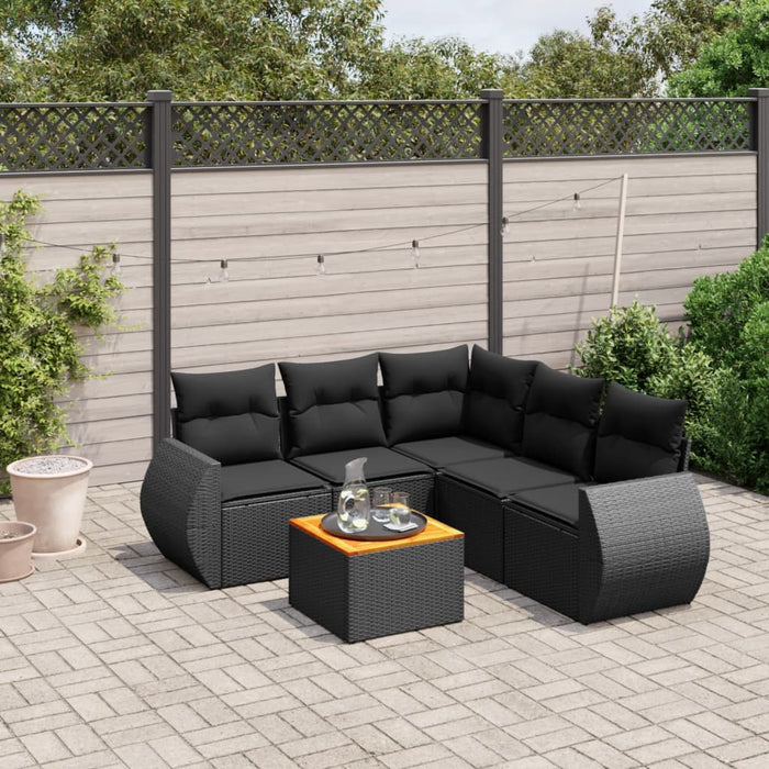 Set mobilier de grădină cu perne, 6 piese, negru, poliratan - WALTI WALTI