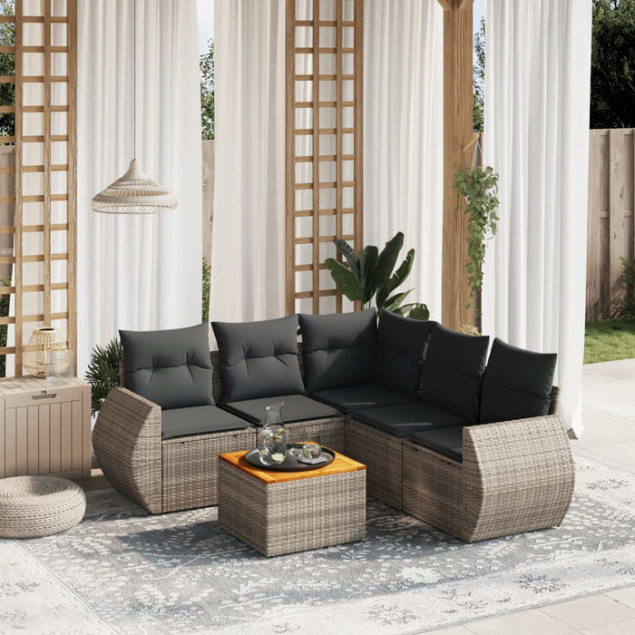 Set mobilier grădină cu perne, 6 piese, gri, poliratan - WALTI WALTI