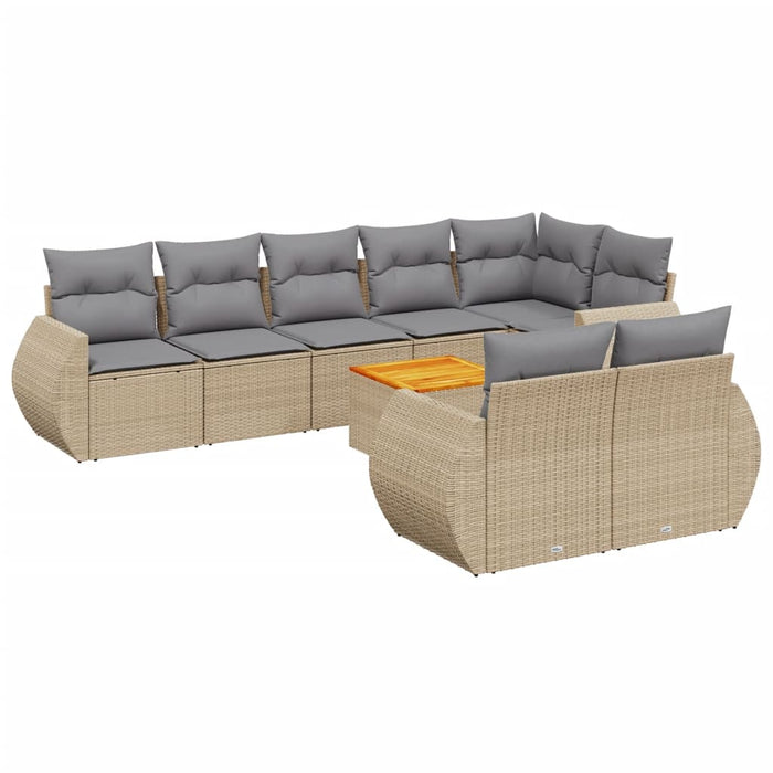 Set canapele de grădină, 9 piese, cu perne, bej, poliratan - WALTI WALTI