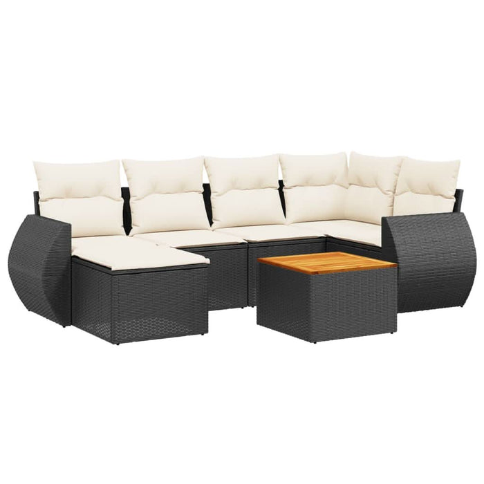 Set canapele de grădină cu perne, 7 piese, negru, poliratan - WALTI WALTI