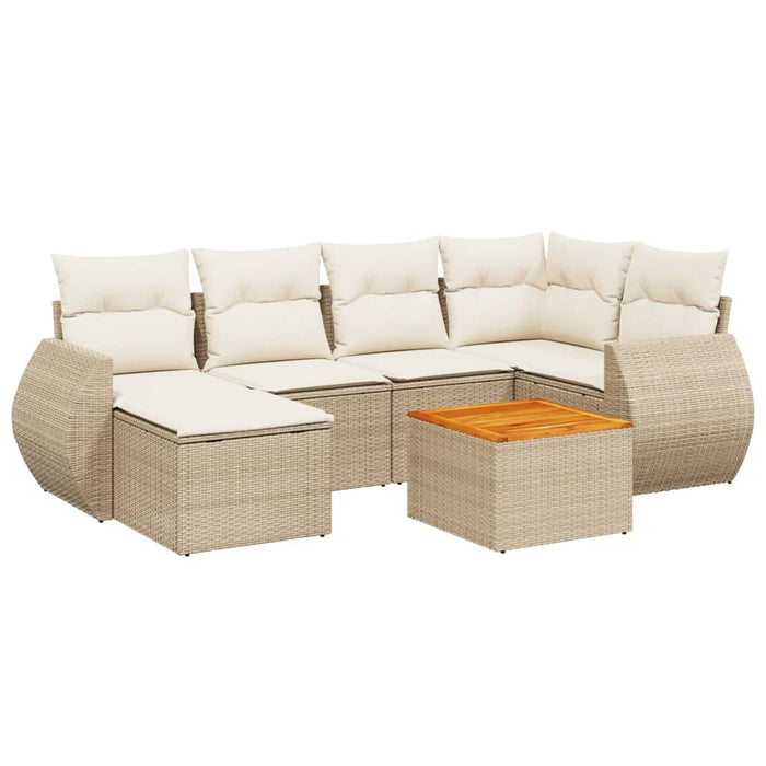 Set canapele de grădină, 7 piese, cu perne, bej, poliratan WALTI
