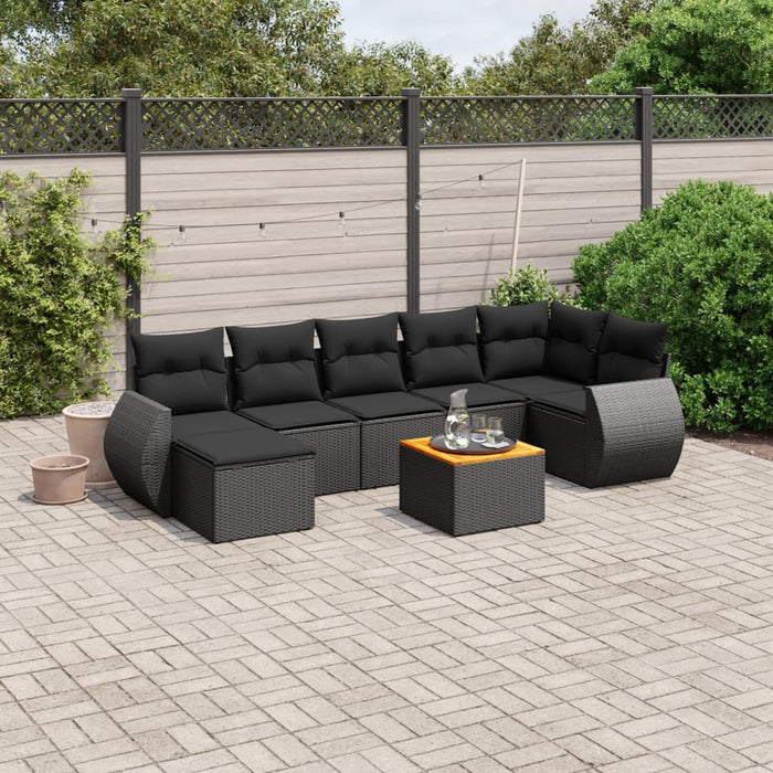 Set mobilier de grădină cu perne, 8 piese, negru, poliratan - WALTI WALTI