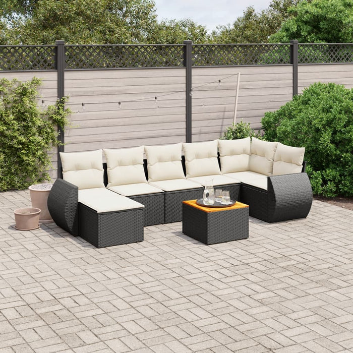 Set mobilier de grădină cu perne, 8 piese, negru, poliratan - WALTI WALTI