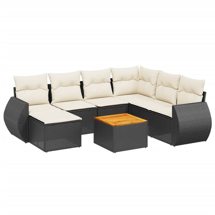 Set mobilier de grădină cu perne, 8 piese, negru, poliratan - WALTI WALTI