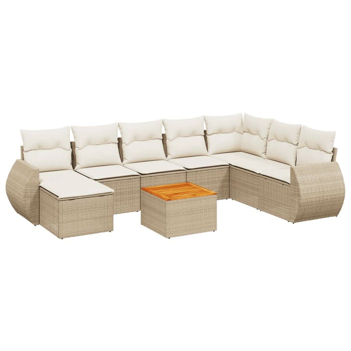 Set canapele de grădină, 9 piese, cu perne, bej, poliratan - WALTI WALTI