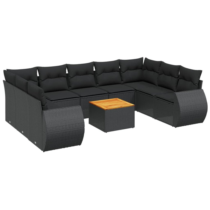 Set canapele de grădină cu perne, 10 piese, negru, poliratan - WALTI WALTI