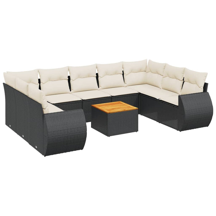Set canapele de grădină cu perne, 10 piese, negru, poliratan - WALTI WALTI