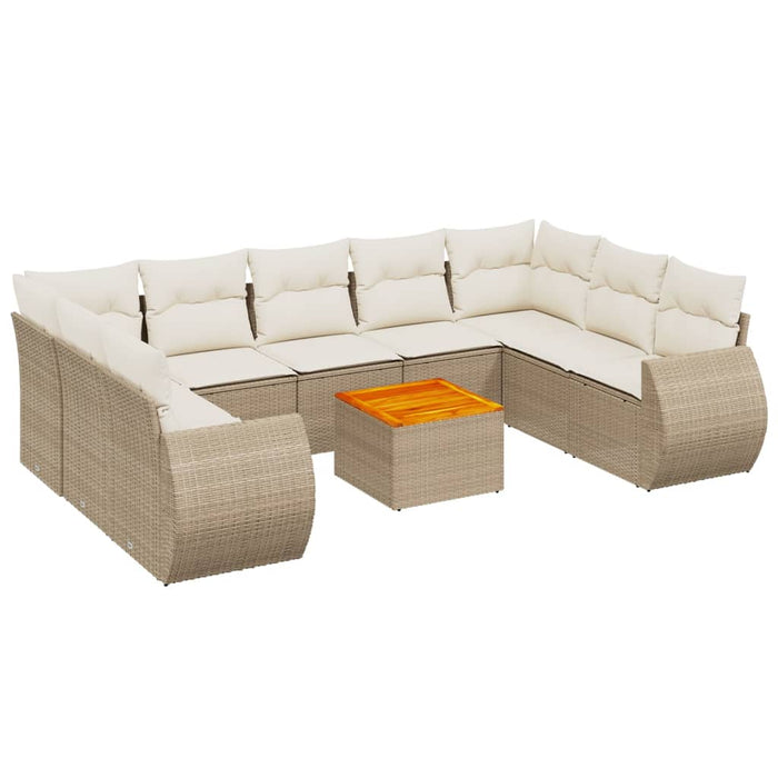 Set canapele de grădină cu perne, 10 piese, bej, poliratan WALTI