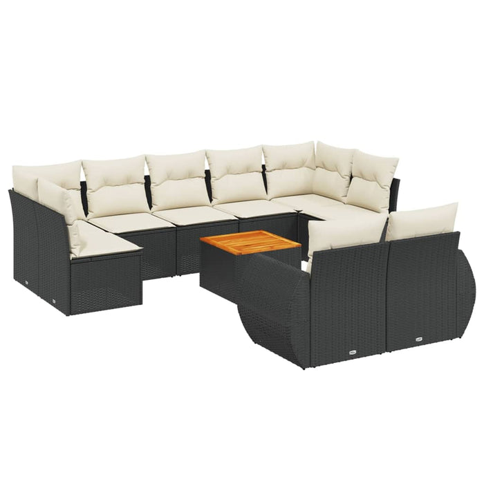 Set canapele de grădină cu perne, 10 piese, negru, poliratan - WALTI WALTI