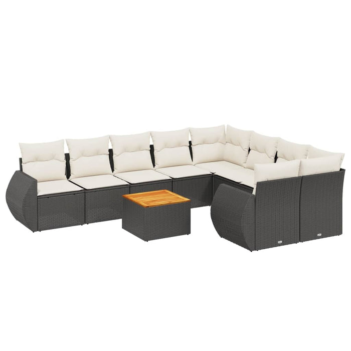 Set canapele de grădină cu perne, 10 piese, negru, poliratan - WALTI WALTI