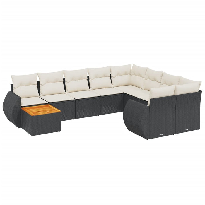 Set canapele de grădină cu perne, 10 piese, negru, poliratan - WALTI WALTI