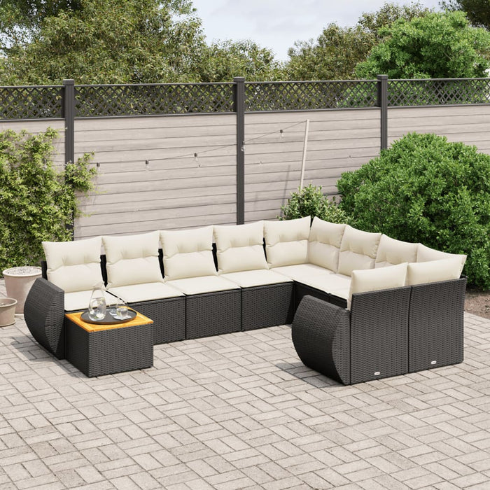 Set canapele de grădină cu perne, 10 piese, negru, poliratan - WALTI WALTI