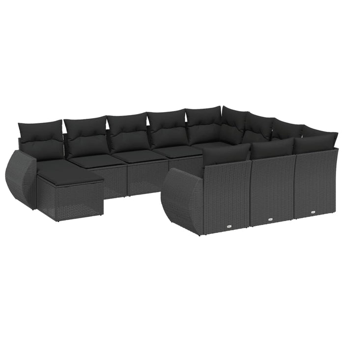 Set canapele de grădină cu perne, 11 piese, negru, poliratan - WALTI WALTI