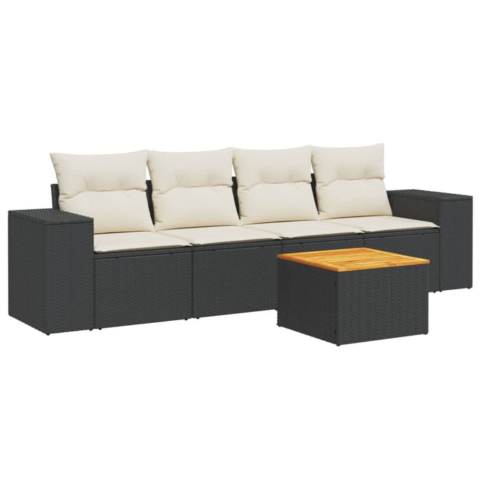 Set mobilier de grădină cu perne, 5 piese, negru, poliratan - WALTI WALTI