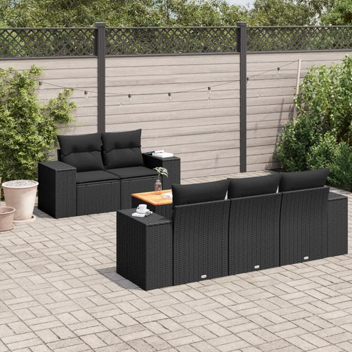 Set mobilier de grădină cu perne, 6 piese, negru, poliratan - WALTI WALTI