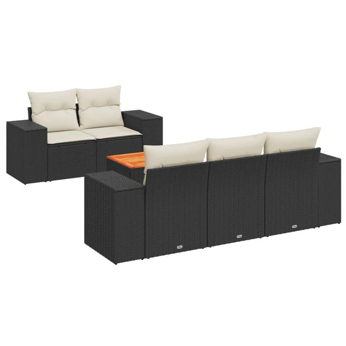 Set mobilier de grădină cu perne, 6 piese, negru, poliratan - WALTI WALTI