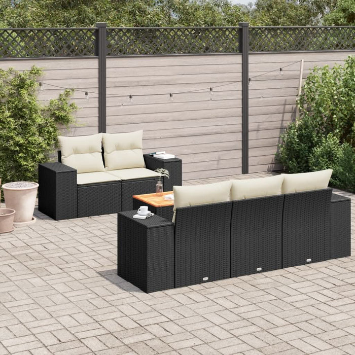 Set mobilier de grădină cu perne, 6 piese, negru, poliratan - WALTI WALTI