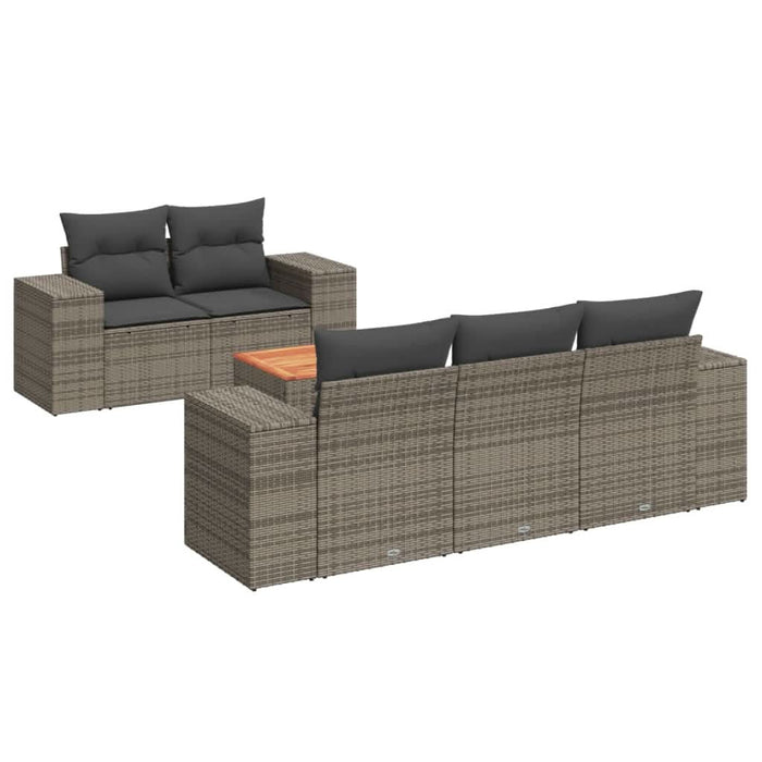 Set mobilier grădină cu perne, 6 piese, gri, poliratan - WALTI WALTI