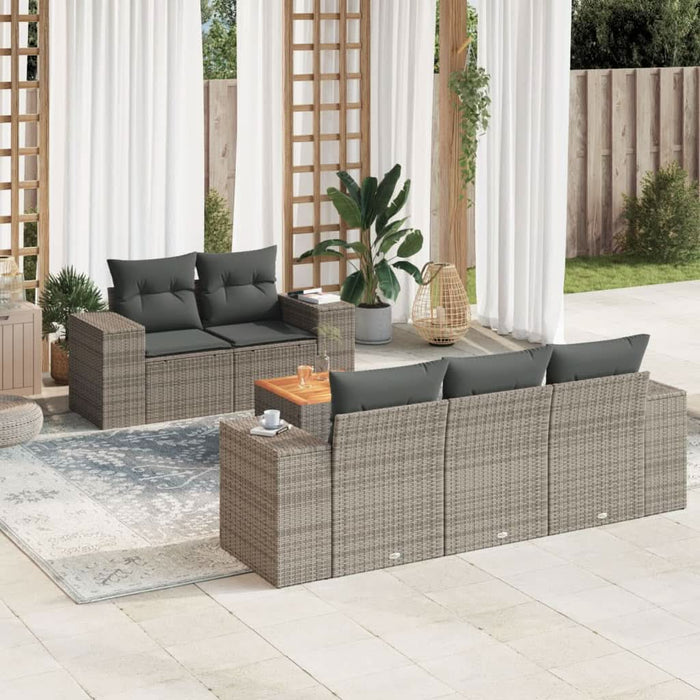 Set mobilier grădină cu perne, 6 piese, gri, poliratan - WALTI WALTI