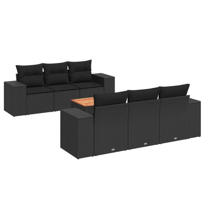 Set canapele de grădină cu perne, 7 piese, negru, poliratan - WALTI WALTI