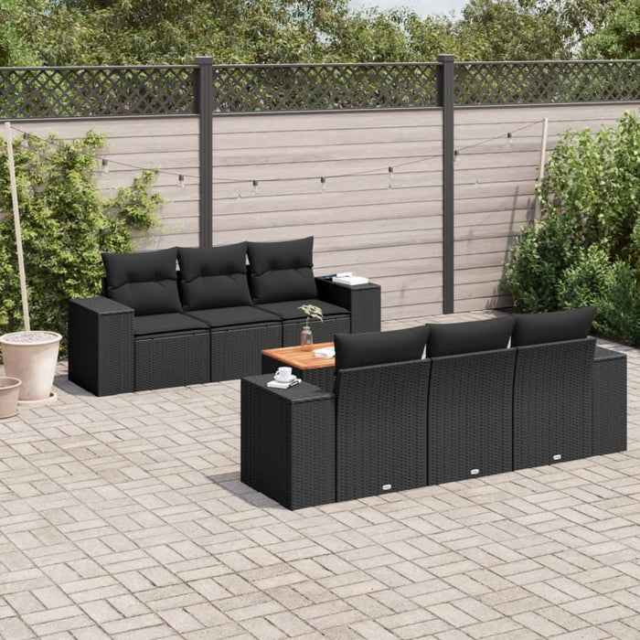 Set canapele de grădină cu perne, 7 piese, negru, poliratan - WALTI WALTI