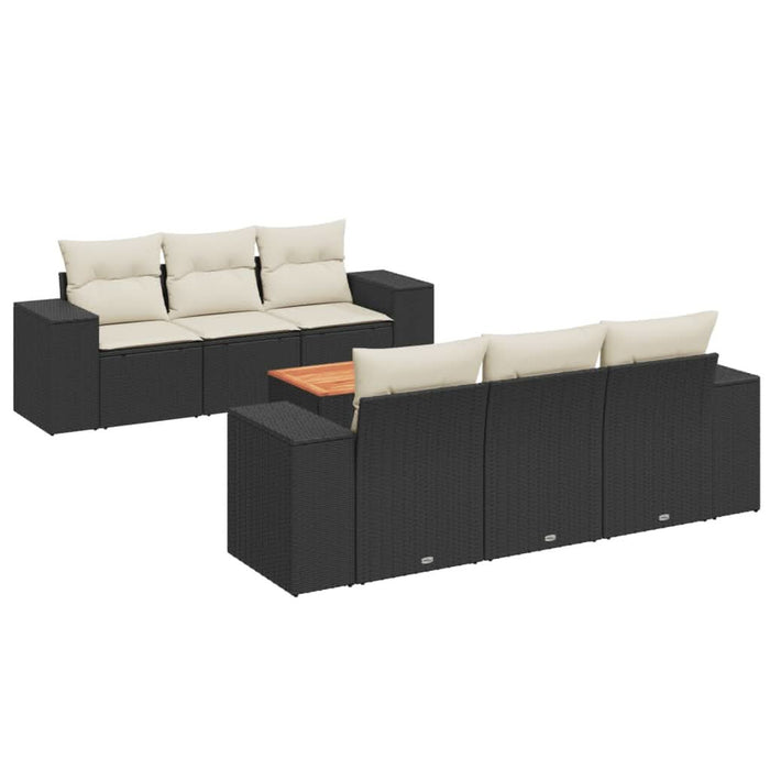Set canapele de grădină cu perne, 7 piese, negru, poliratan - WALTI WALTI