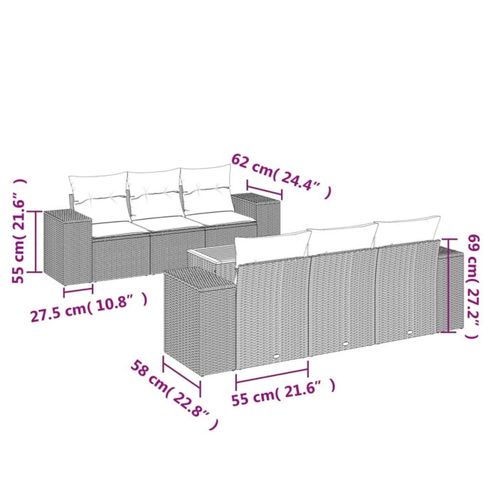 Set canapele de grădină cu perne, 7 piese, negru, poliratan - WALTI WALTI