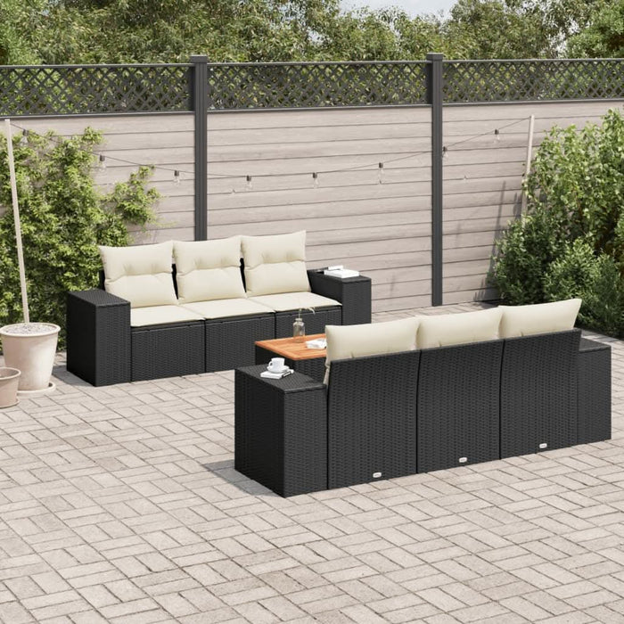 Set canapele de grădină cu perne, 7 piese, negru, poliratan - WALTI WALTI