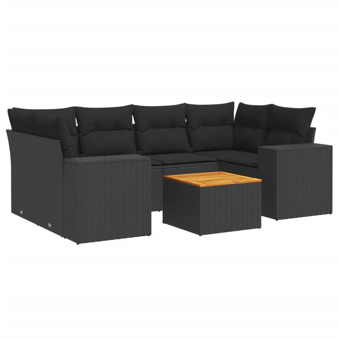 Set canapele de grădină cu perne, 7 piese, negru, poliratan - WALTI WALTI