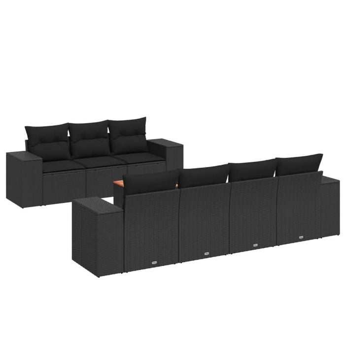 Set mobilier de grădină cu perne, 8 piese, negru, poliratan - WALTI WALTI