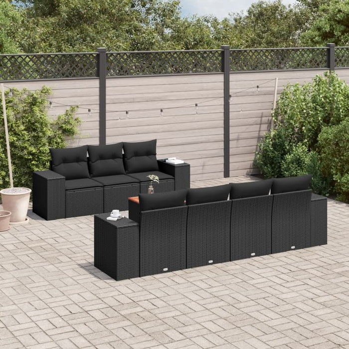 Set mobilier de grădină cu perne, 8 piese, negru, poliratan - WALTI WALTI