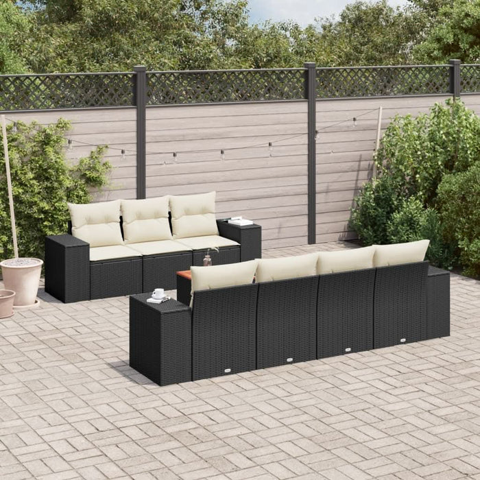 Set mobilier de grădină cu perne, 8 piese, negru, poliratan - WALTI WALTI