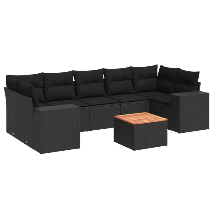 Set mobilier de grădină cu perne, 8 piese, negru, poliratan - WALTI WALTI
