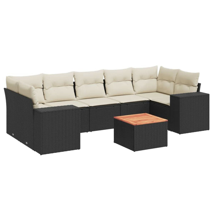 Set mobilier de grădină cu perne, 8 piese, negru, poliratan - WALTI WALTI