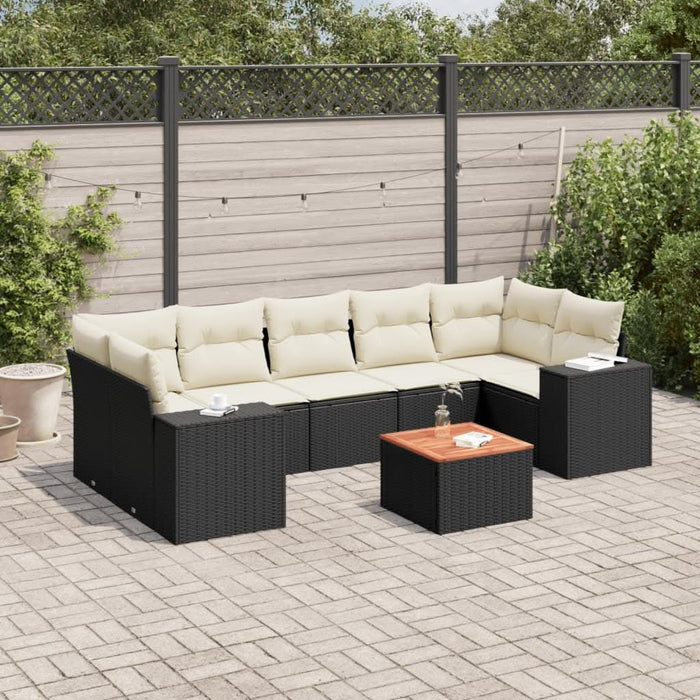 Set mobilier de grădină cu perne, 8 piese, negru, poliratan - WALTI WALTI