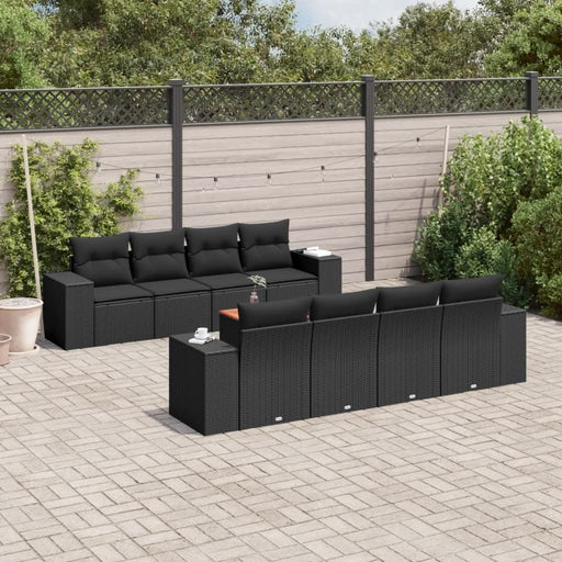 Set mobilier de grădină cu perne, 9 piese, negru, poliratan - WALTI WALTI