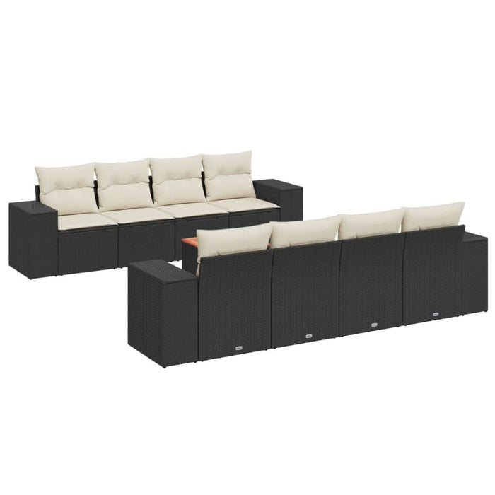 Set mobilier de grădină cu perne, 9 piese, negru, poliratan - WALTI WALTI
