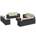 Set mobilier de grădină cu perne, 13 piese, negru, poliratan - WALTI WALTI