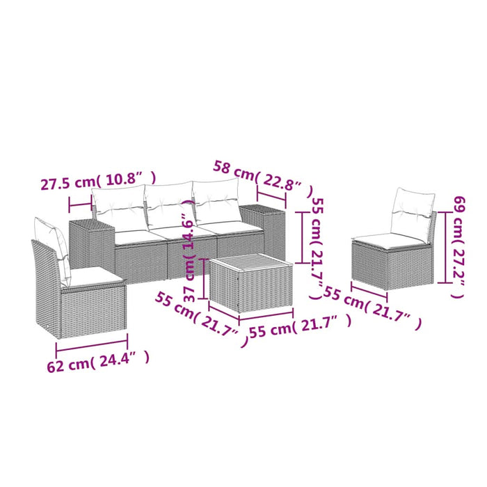 Set mobilier de grădină cu perne, 6 piese, negru, poliratan - WALTI WALTI