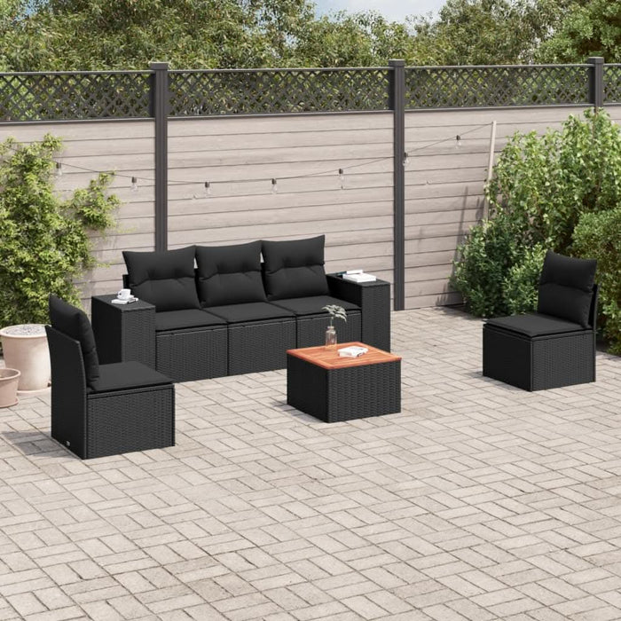 Set mobilier de grădină cu perne, 6 piese, negru, poliratan - WALTI WALTI