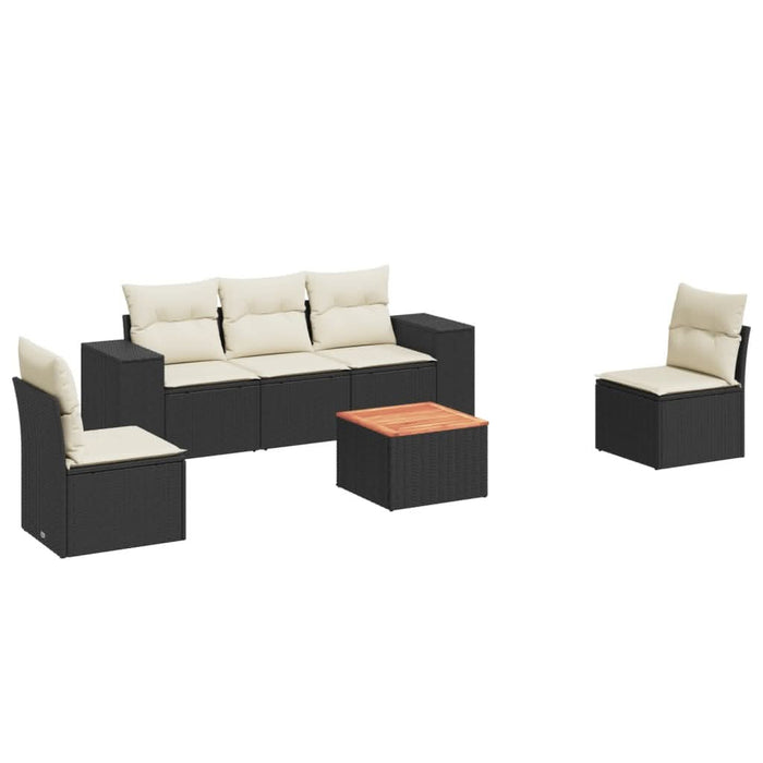 Set mobilier de grădină cu perne, 6 piese, negru, poliratan - WALTI WALTI