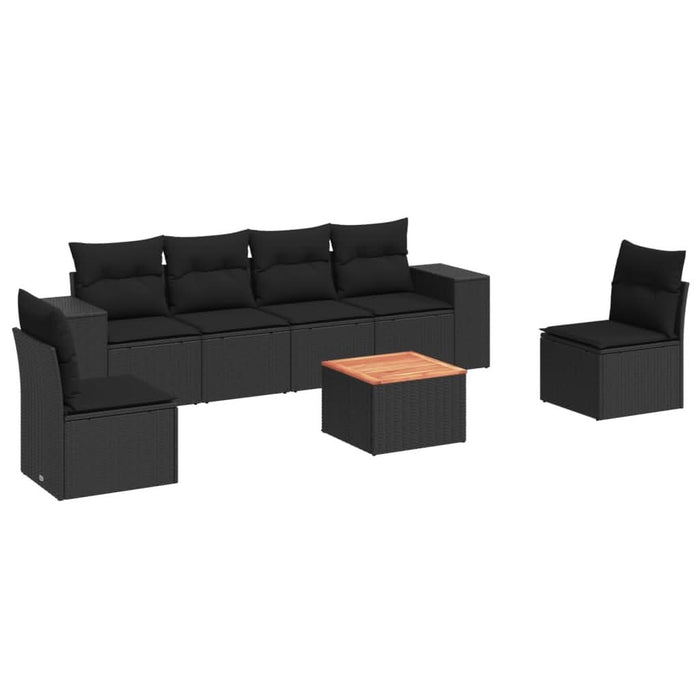 Set canapele de grădină cu perne, 7 piese, negru, poliratan - WALTI WALTI