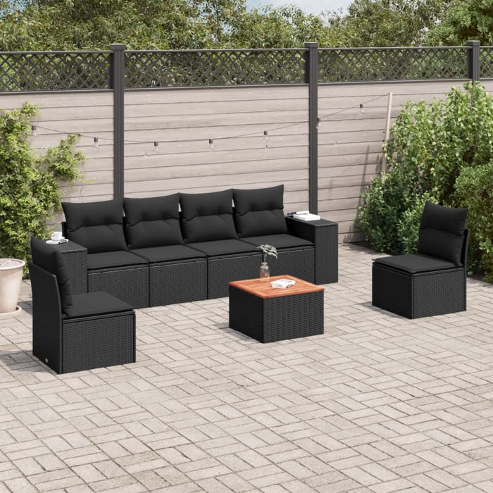 Set canapele de grădină cu perne, 7 piese, negru, poliratan - WALTI WALTI
