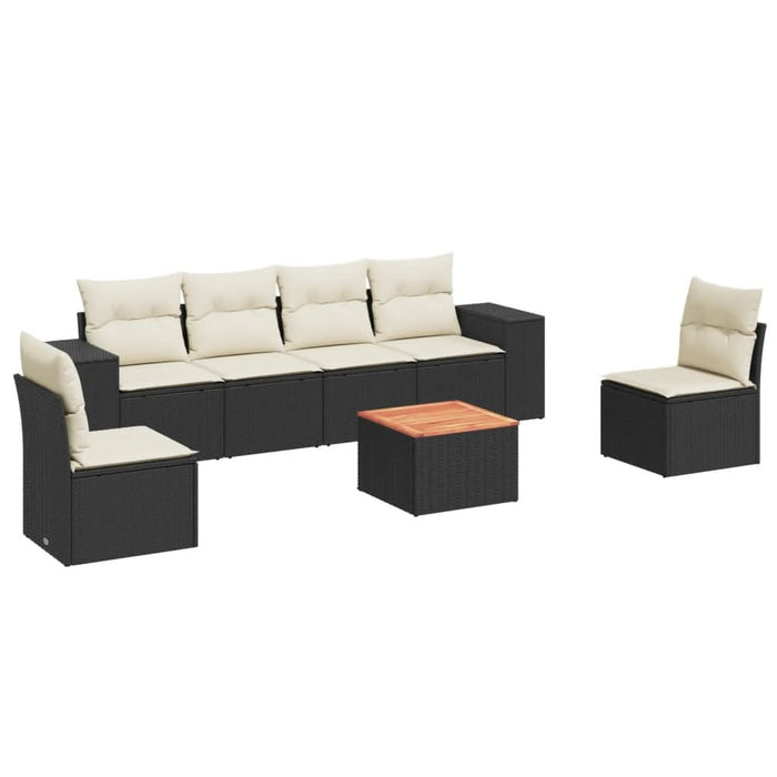 Set canapele de grădină cu perne, 7 piese, negru, poliratan - WALTI WALTI