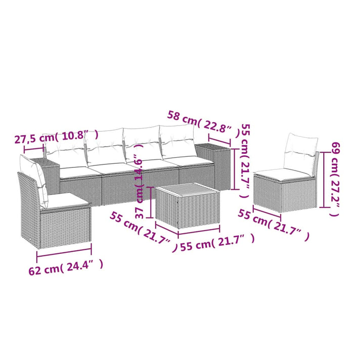 Set canapele de grădină cu perne, 7 piese, negru, poliratan - WALTI WALTI