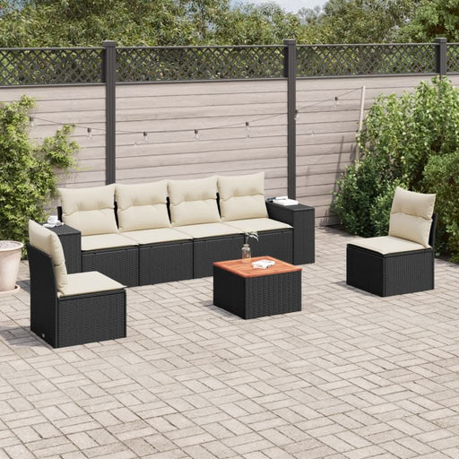 Set canapele de grădină cu perne, 7 piese, negru, poliratan - WALTI WALTI