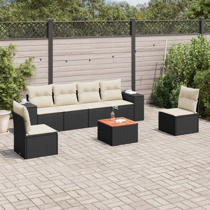 Set canapele de grădină cu perne, 7 piese, negru, poliratan - WALTI WALTI