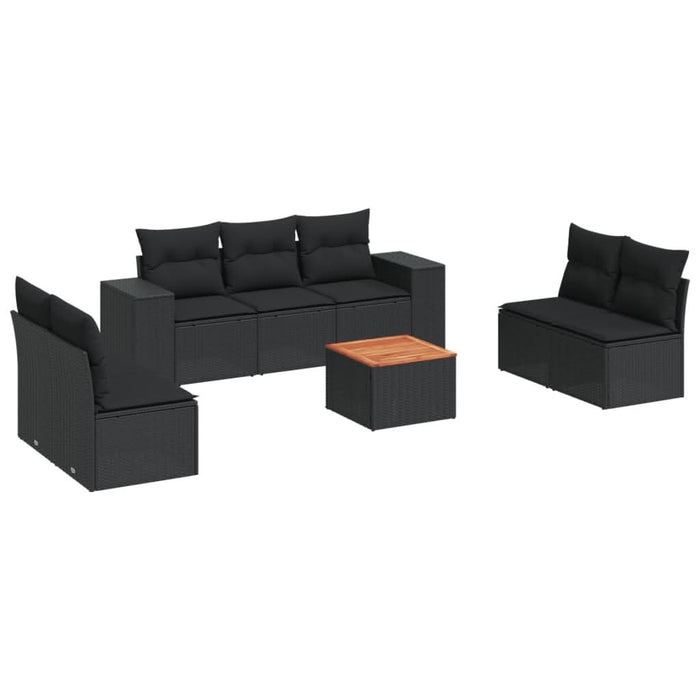 Set mobilier de grădină cu perne, 8 piese, negru, poliratan - WALTI WALTI