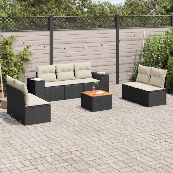 Set mobilier de grădină cu perne, 8 piese, negru, poliratan - WALTI WALTI
